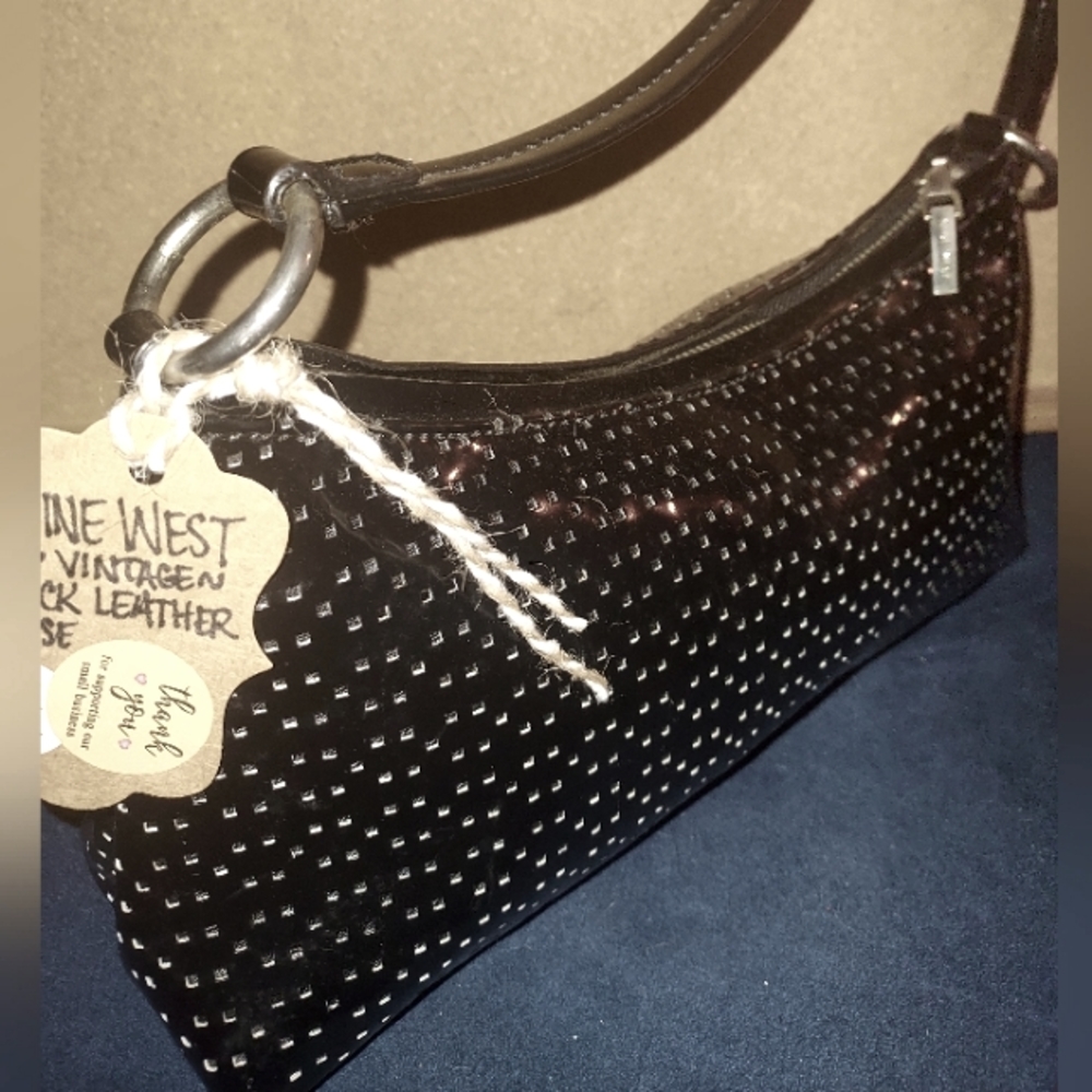⚜️ VINTAGE NINE WEST ⚜️ Classic "Go-To" Black Purse ⚜️ Leather ⚜️ ZIP-UP ⚜️